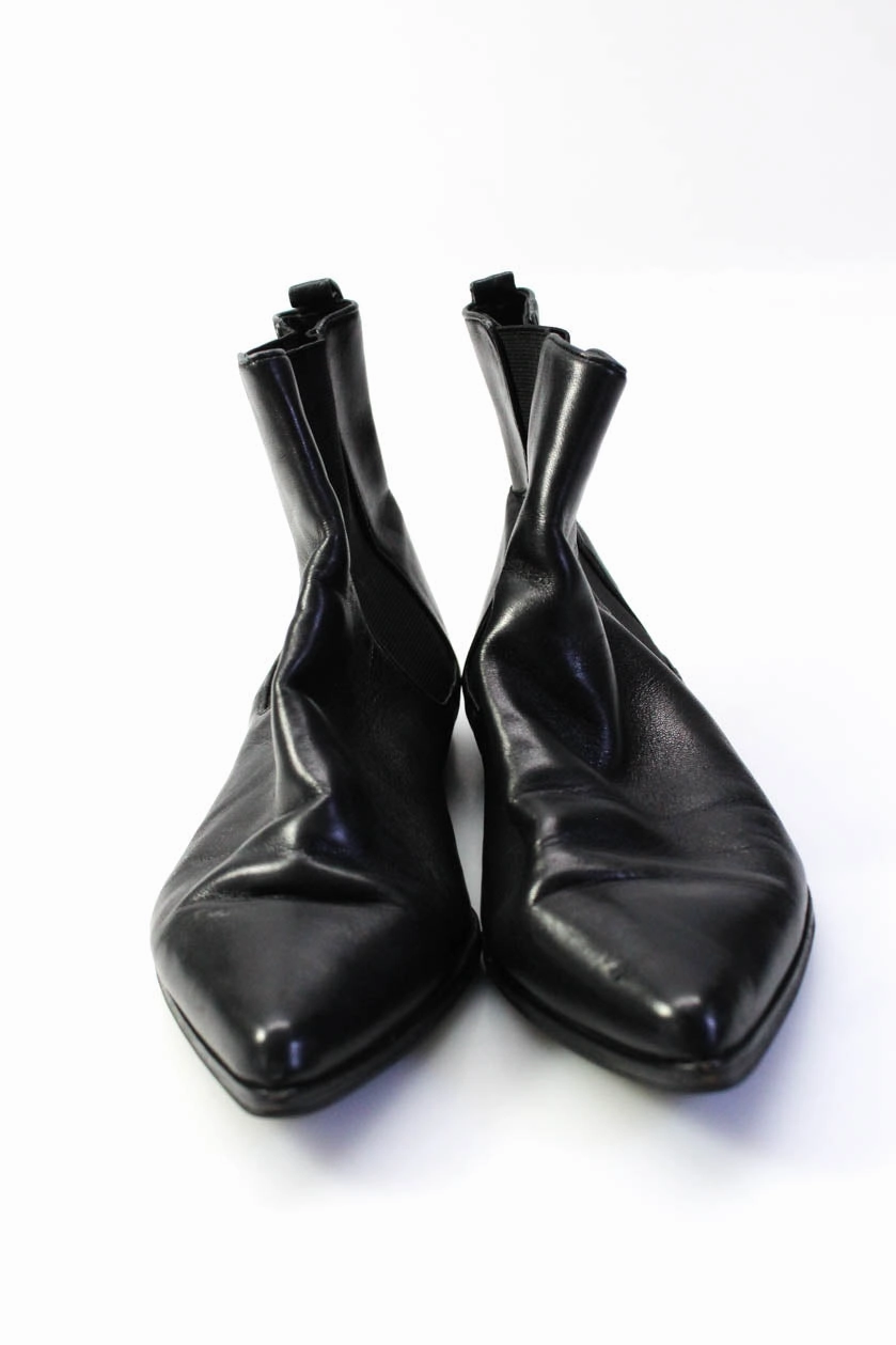 & Other Stories Womens Pointed Toe Elastic Slip-On Ankle Boots Black