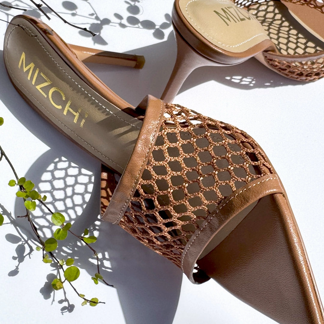 *Elowen - Beige Mesh Mules