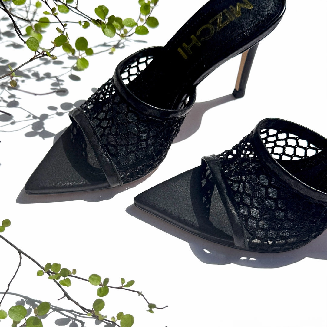 *Elowen - Black Mesh Mules