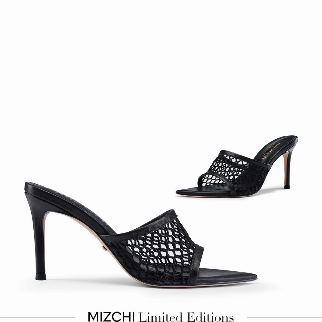 *Elowen - Black Mesh Mules