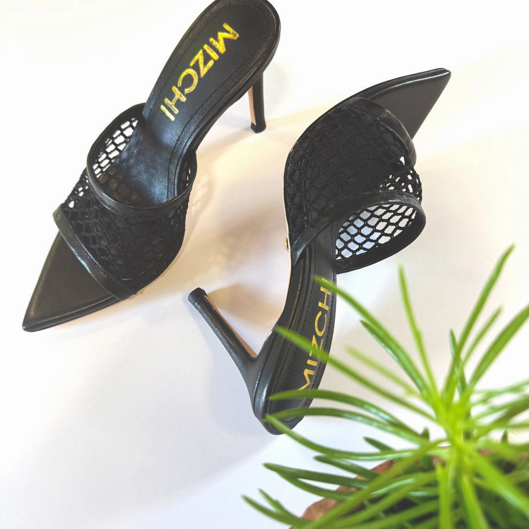 *Elowen - Black Mesh Mules