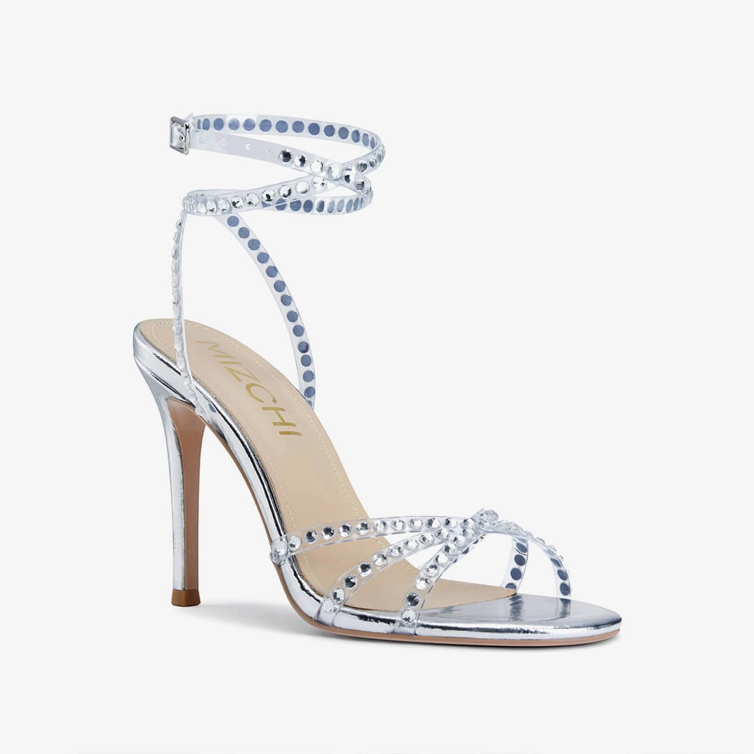 *MADDY SILVER  - diamond decor heels