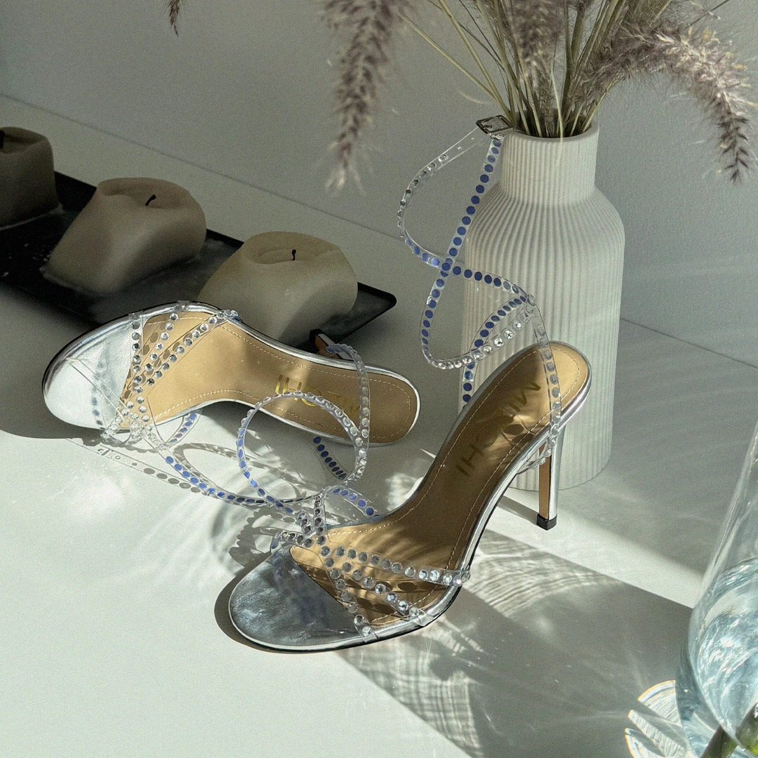 *MADDY SILVER  - diamond decor heels