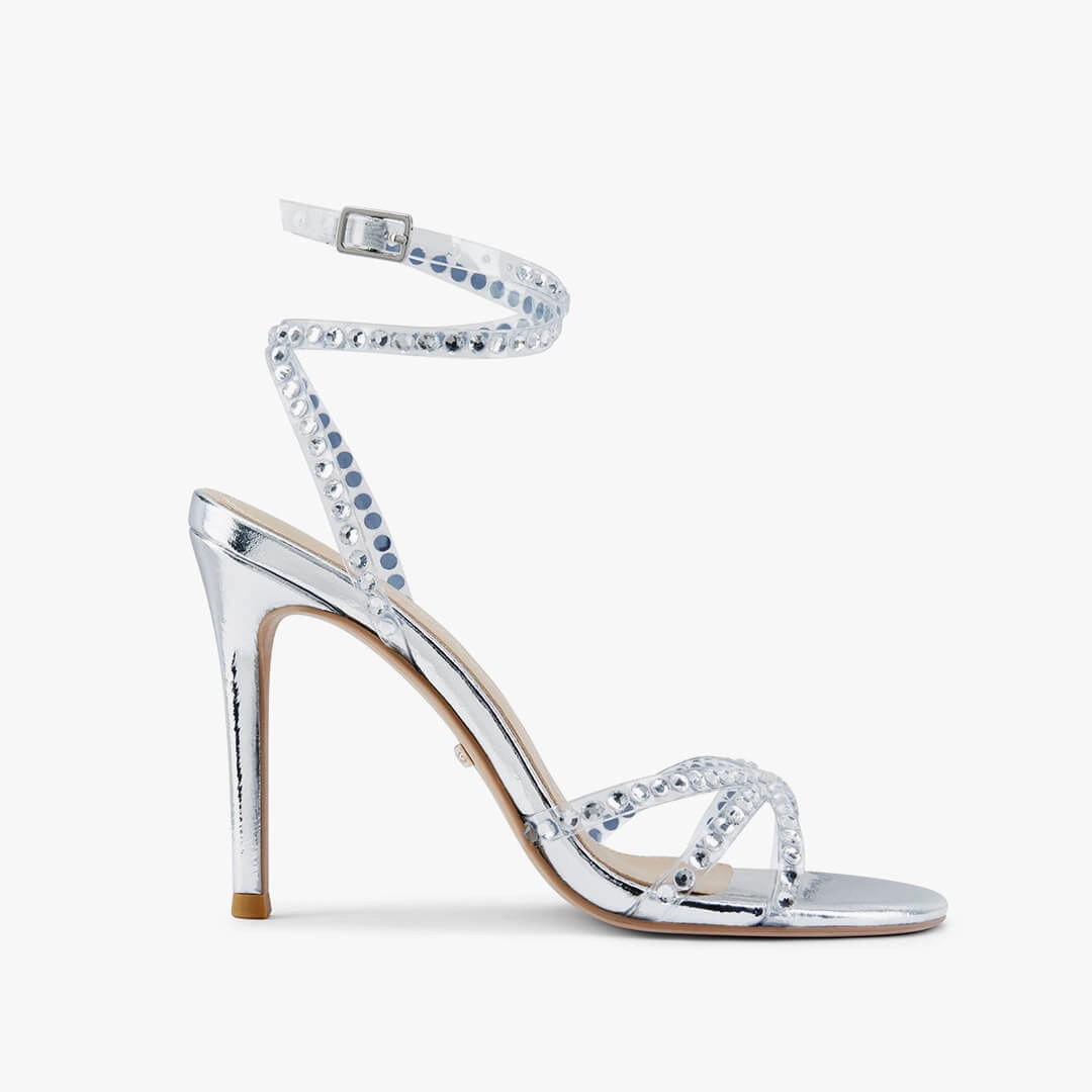 *MADDY SILVER  - diamond decor heels