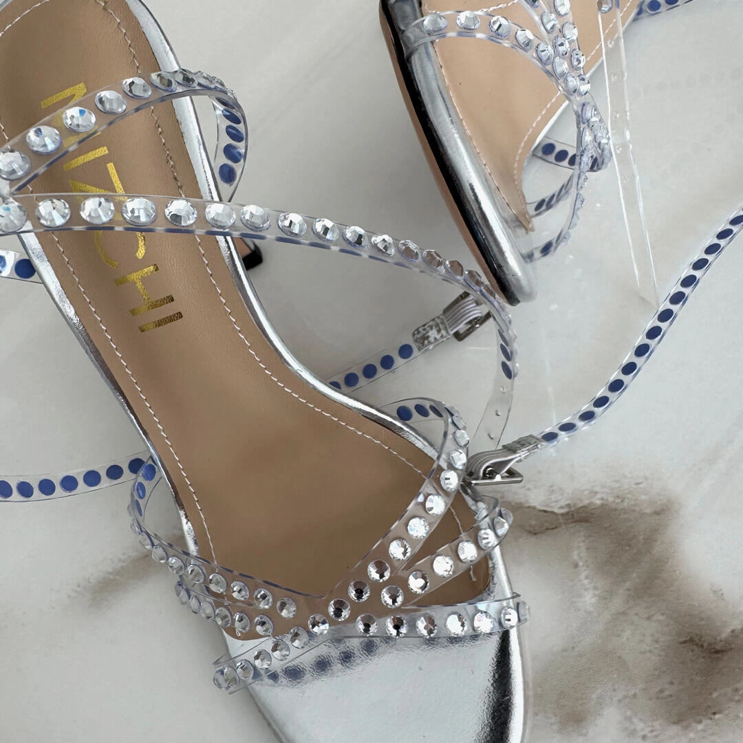 *MADDY SILVER  - diamond decor heels