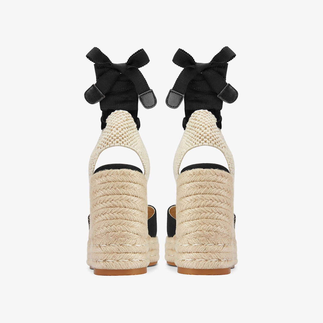 *Monaco 10 - Black Wedge Espadrilles