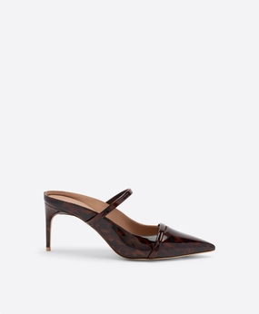 Aurora 70 Leopard Patent Heeled Mules