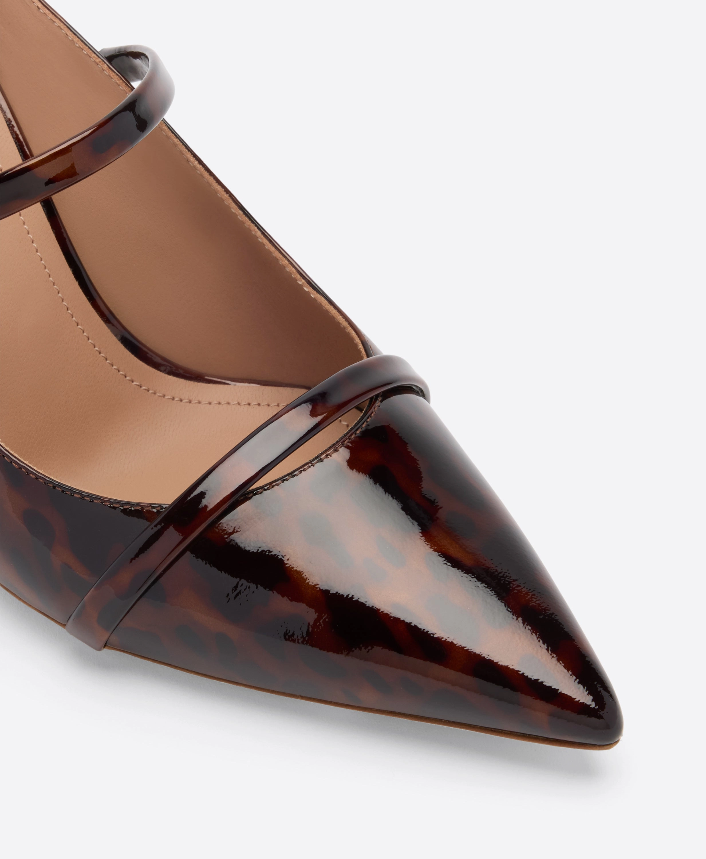 Aurora 70 Leopard Patent Heeled Mules
