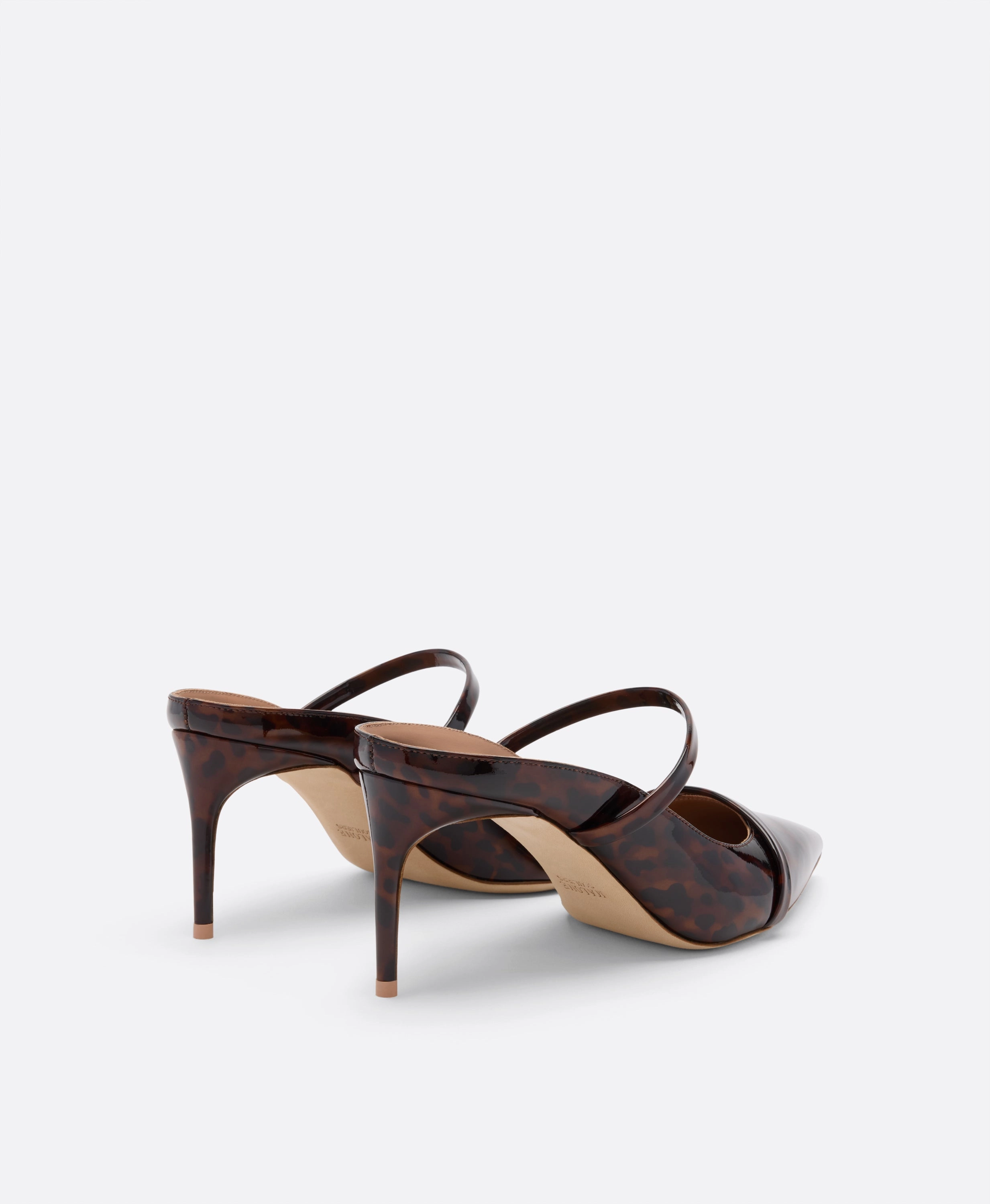 Aurora 70 Leopard Patent Heeled Mules
