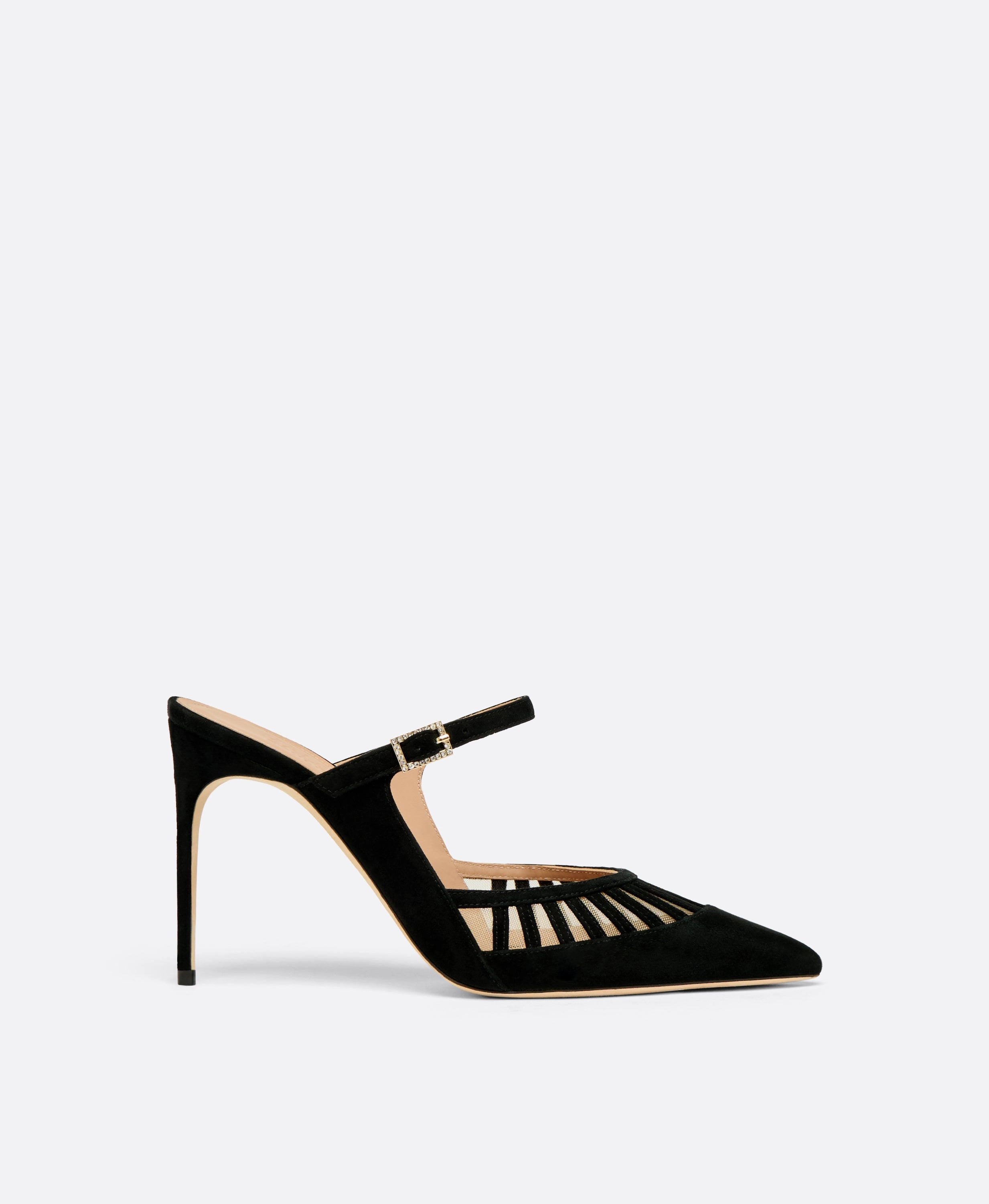 Bardot 90 Black Suede Heeled Mules