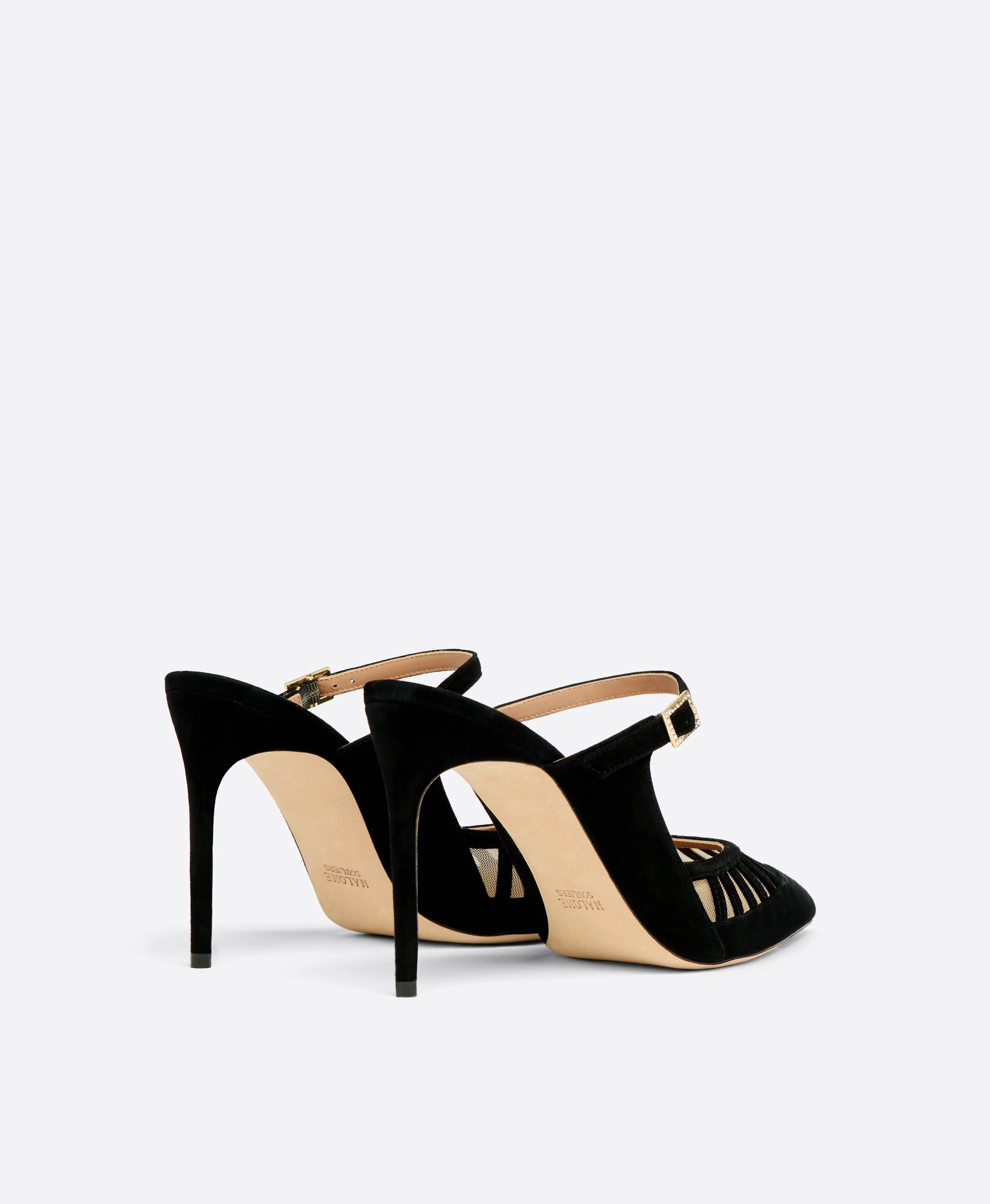Bardot 90 Black Suede Heeled Mules