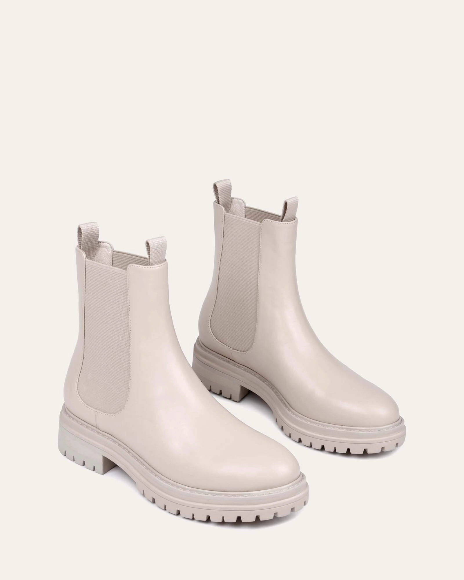 BLOOM FLAT ANKLE BOOTS BONE LEATHER
