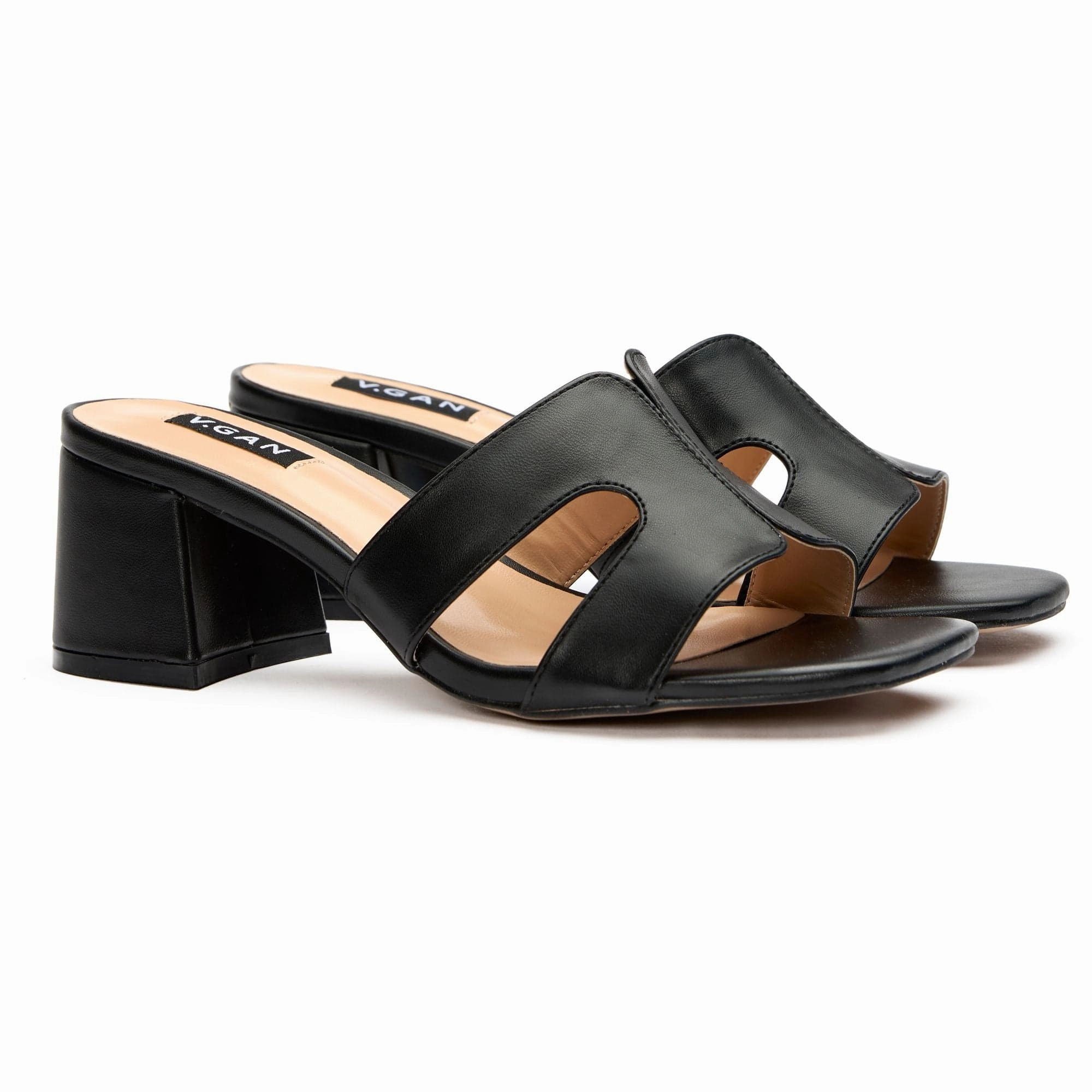 Bok Women's Vegan Leather Mule Heel Sandals | Black