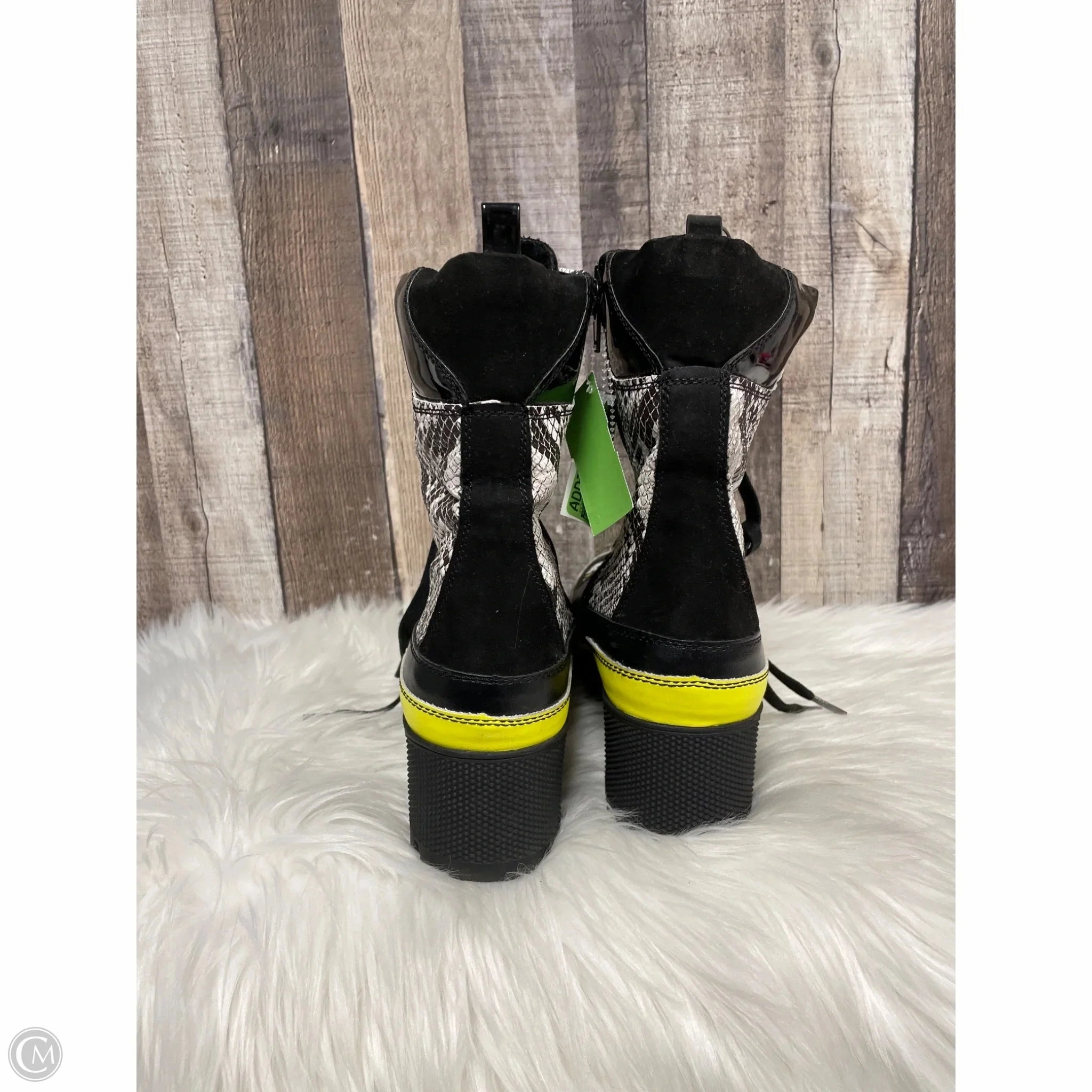 Boots Combat By Bamboo In Black & Yellow, Size: 9