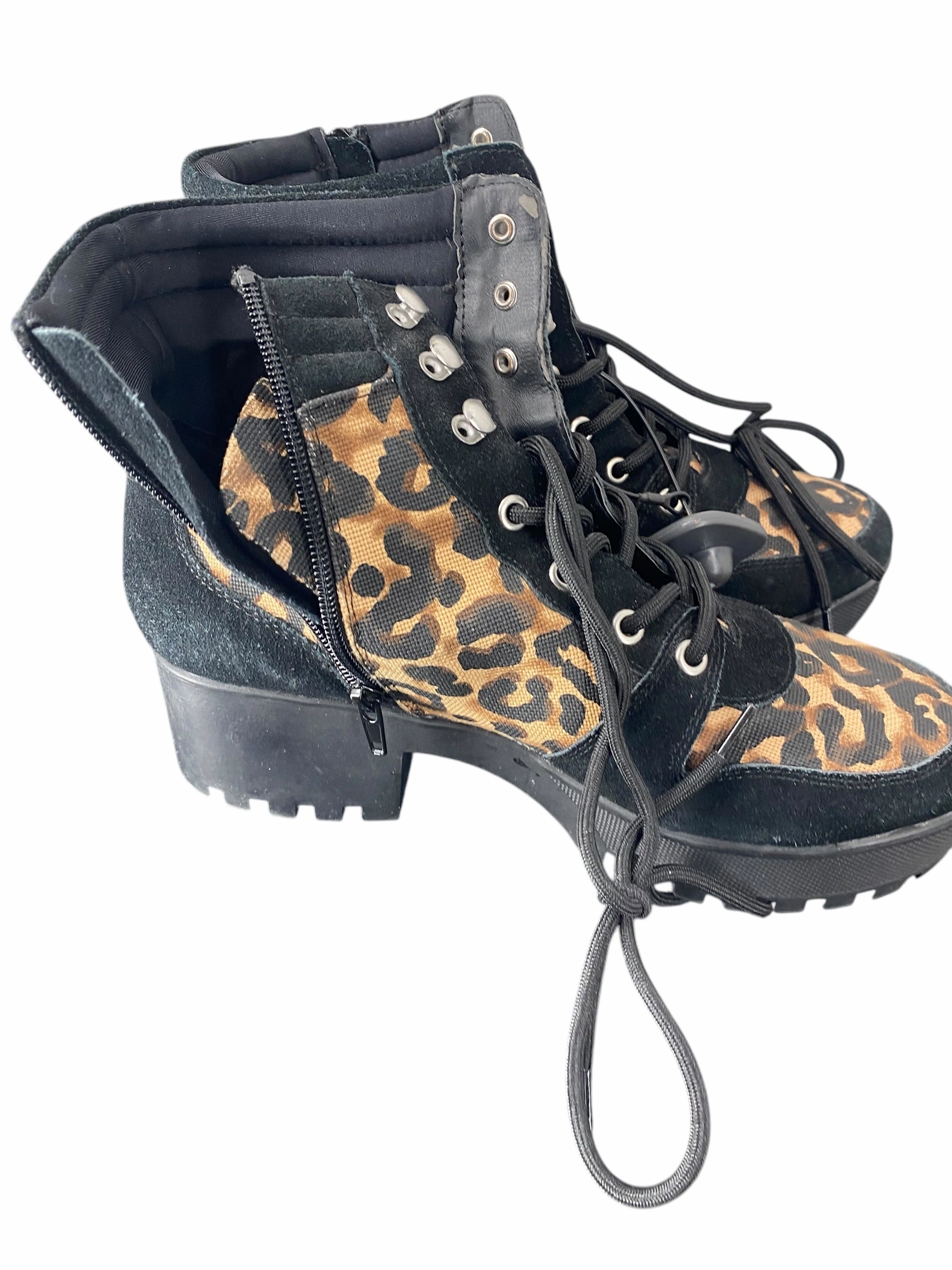 Boots Combat By Steve Madden In Animal Print, Size: 9.5