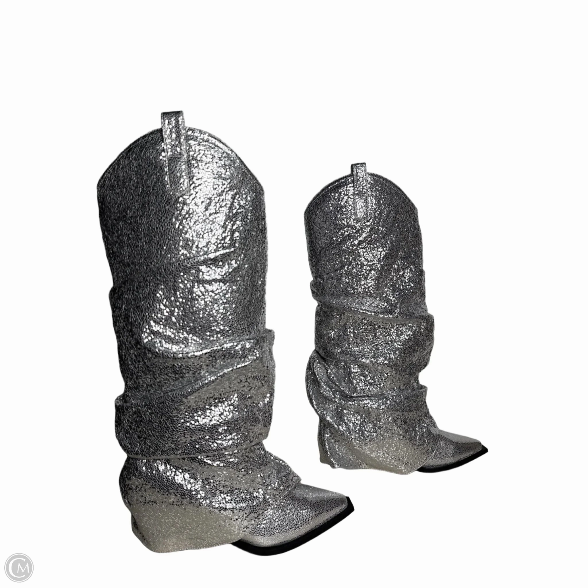 Boots Mid-calf Heels By AZALEA WANG In Silver, Size: 6