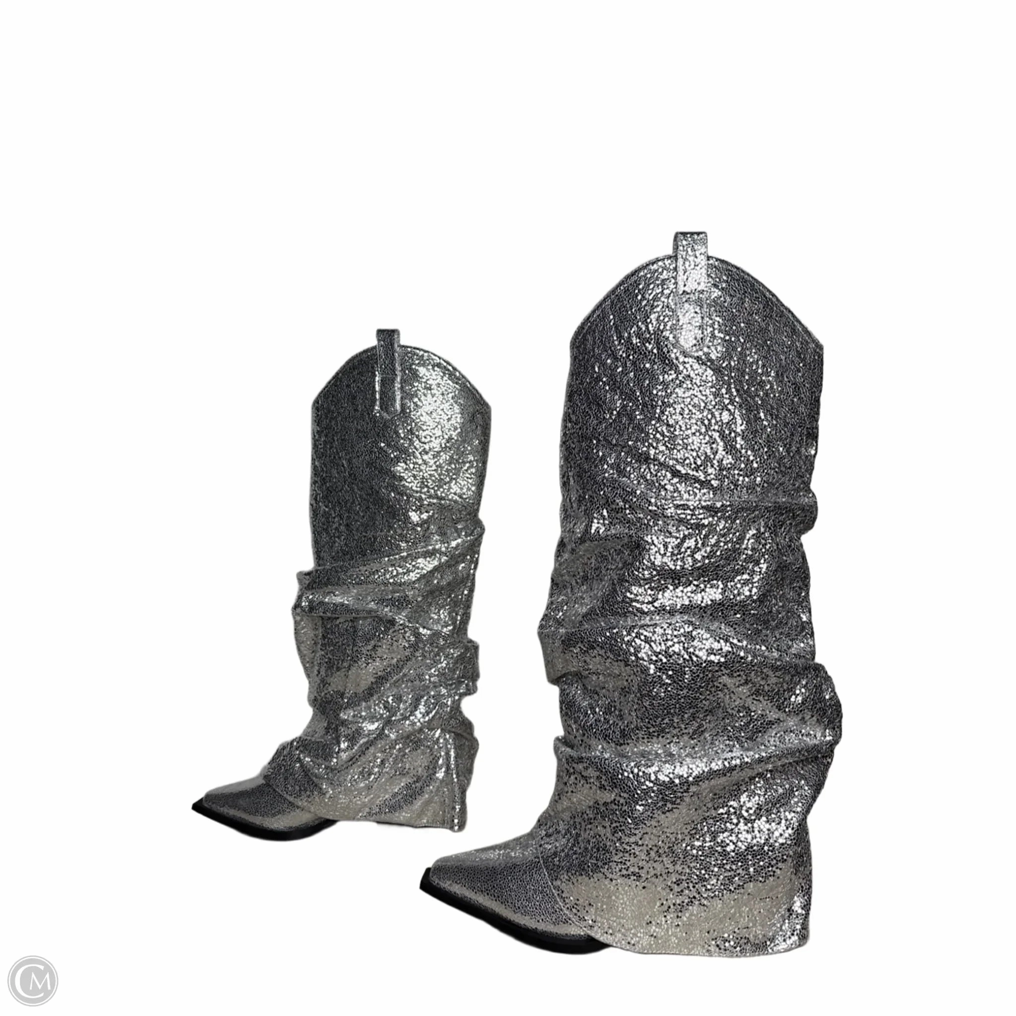 Boots Mid-calf Heels By AZALEA WANG In Silver, Size: 6