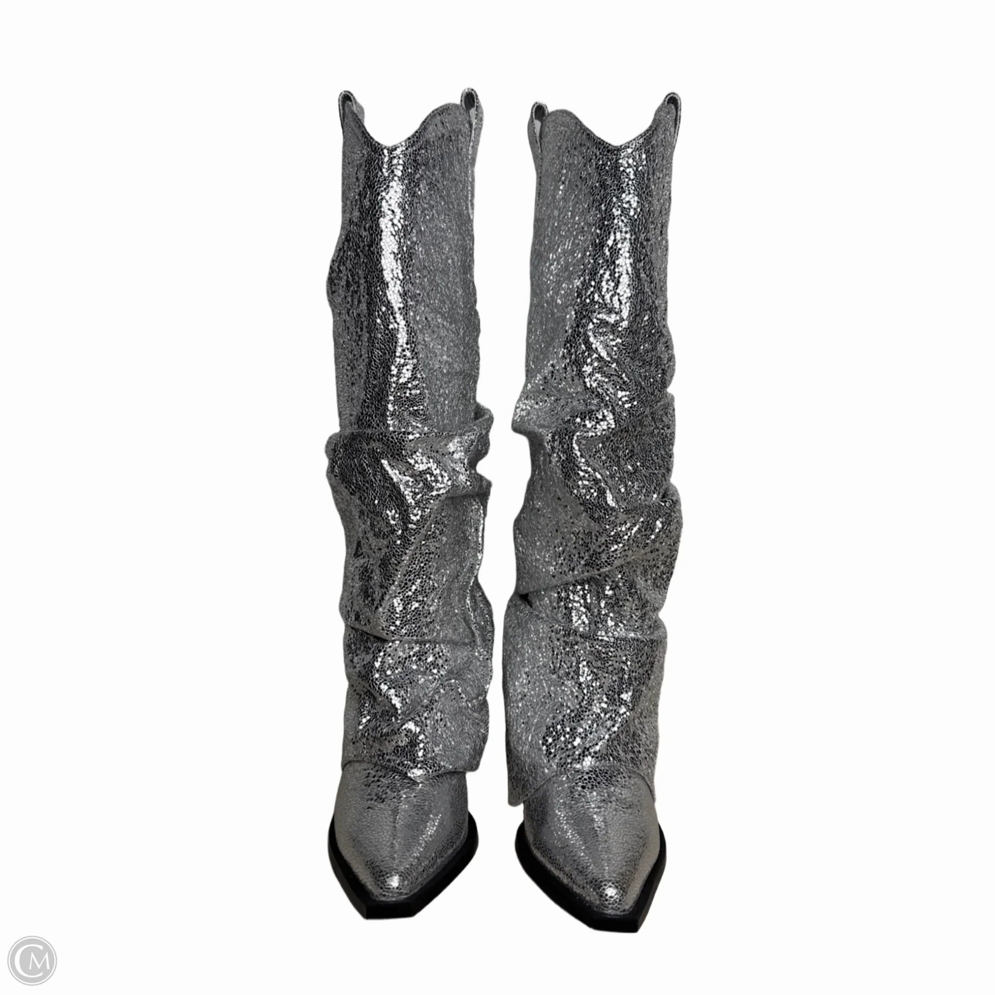 Boots Mid-calf Heels By AZALEA WANG In Silver, Size: 6