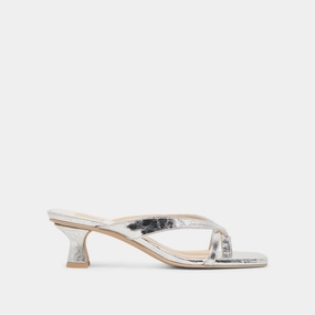 BREVEL HEELS SILVER DISTRESSED LEATHER