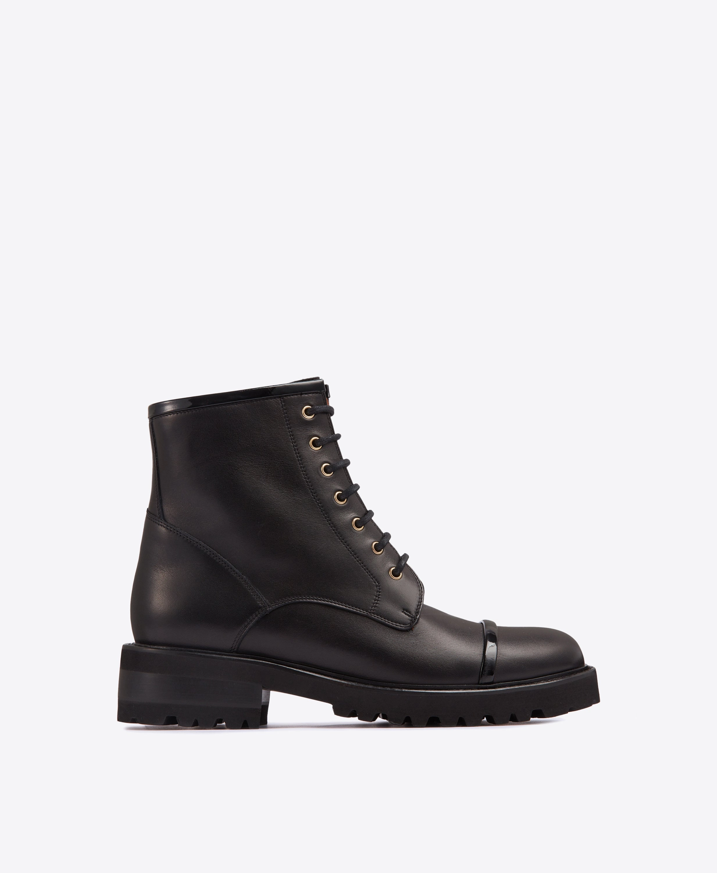 Bryce Black Leather Combat boots