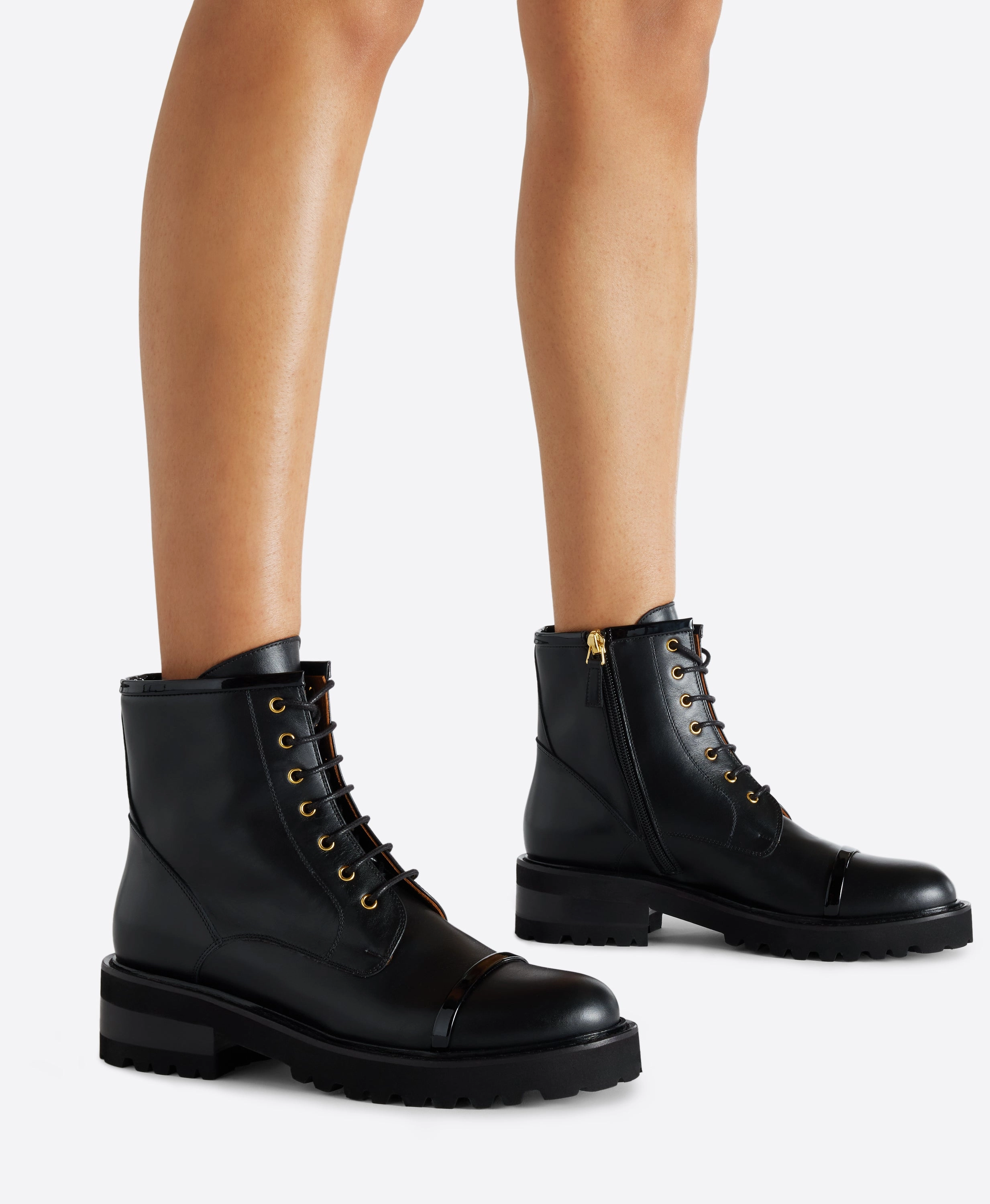 Bryce Black Leather Combat boots