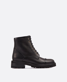Bryce Black Leather Combat boots