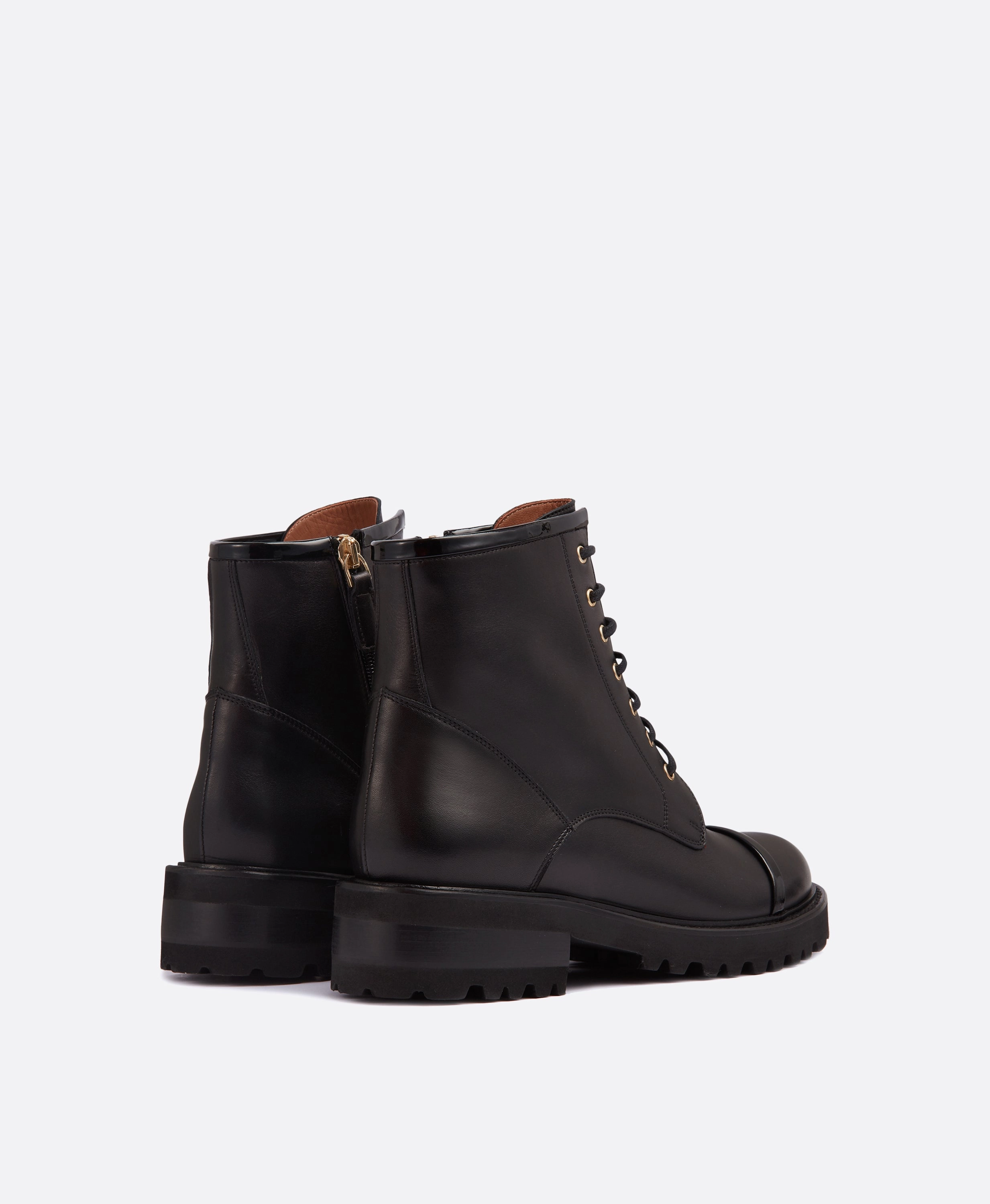 Bryce Black Leather Combat boots