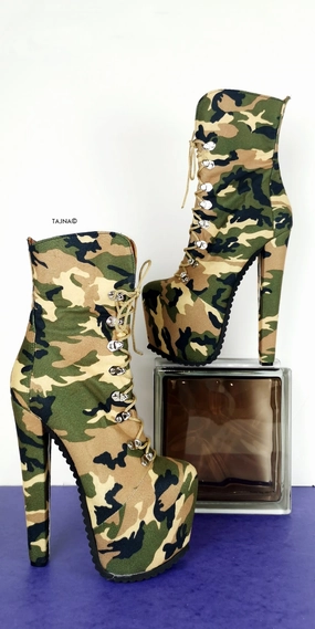 Camouflage Lace up Military Styler Boots