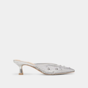 CLARA WIDE HEELS SILVER MESH