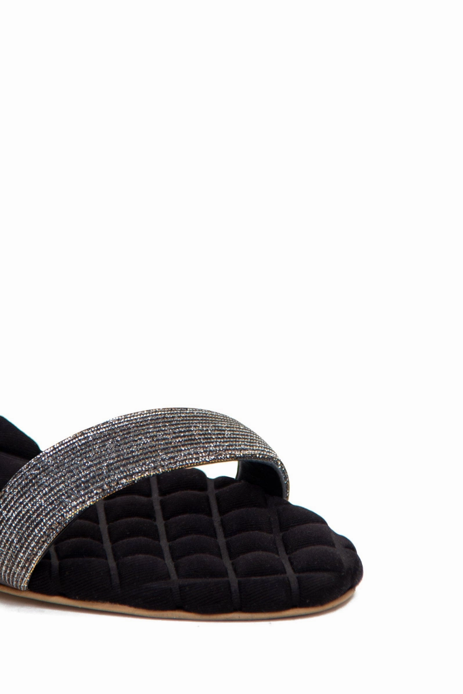 Claudia Vegan Cotton High-Heeled Slingback Sandals | Metallic Lurex