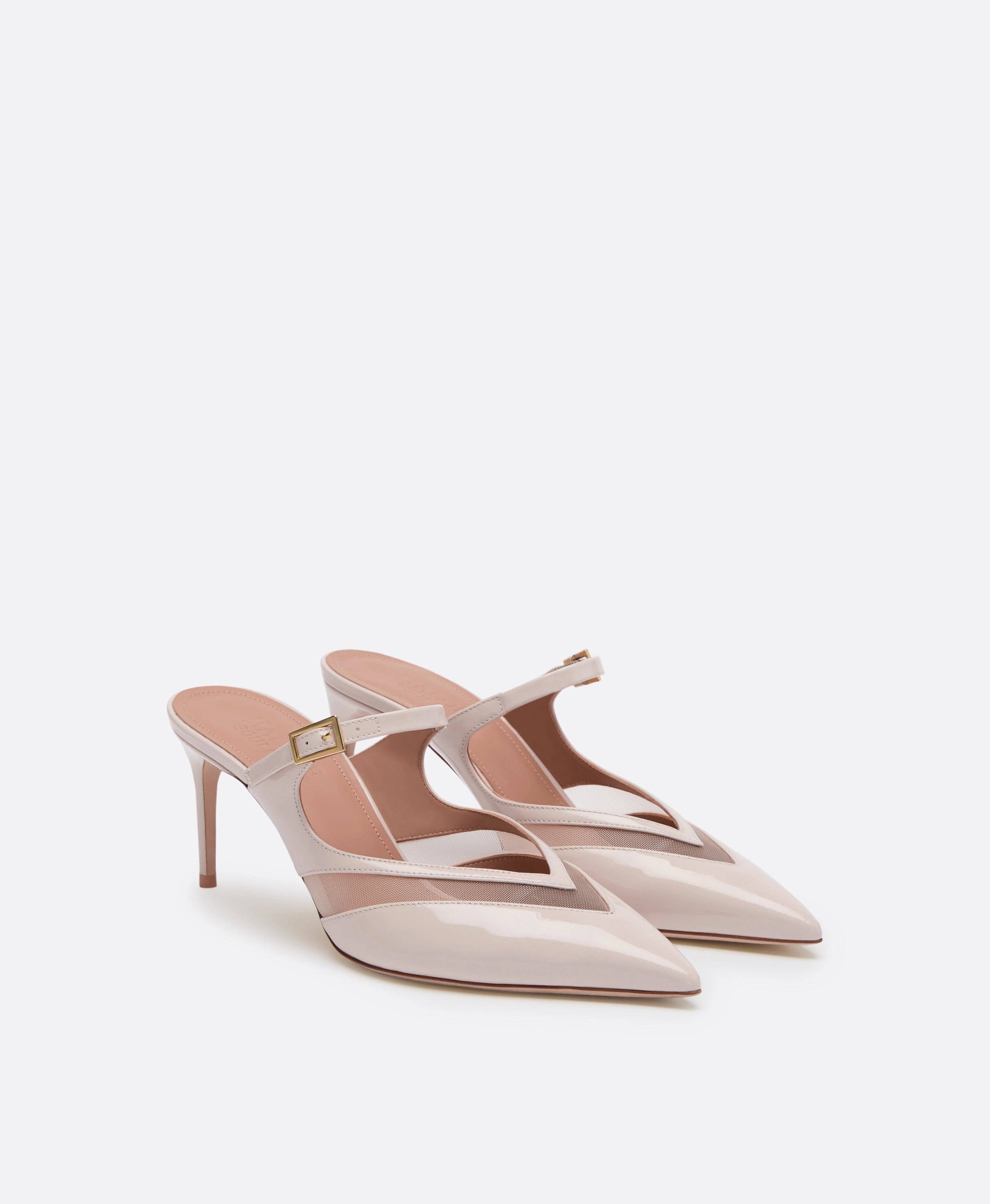 Cristi 70 Grey Leather Mesh Mules