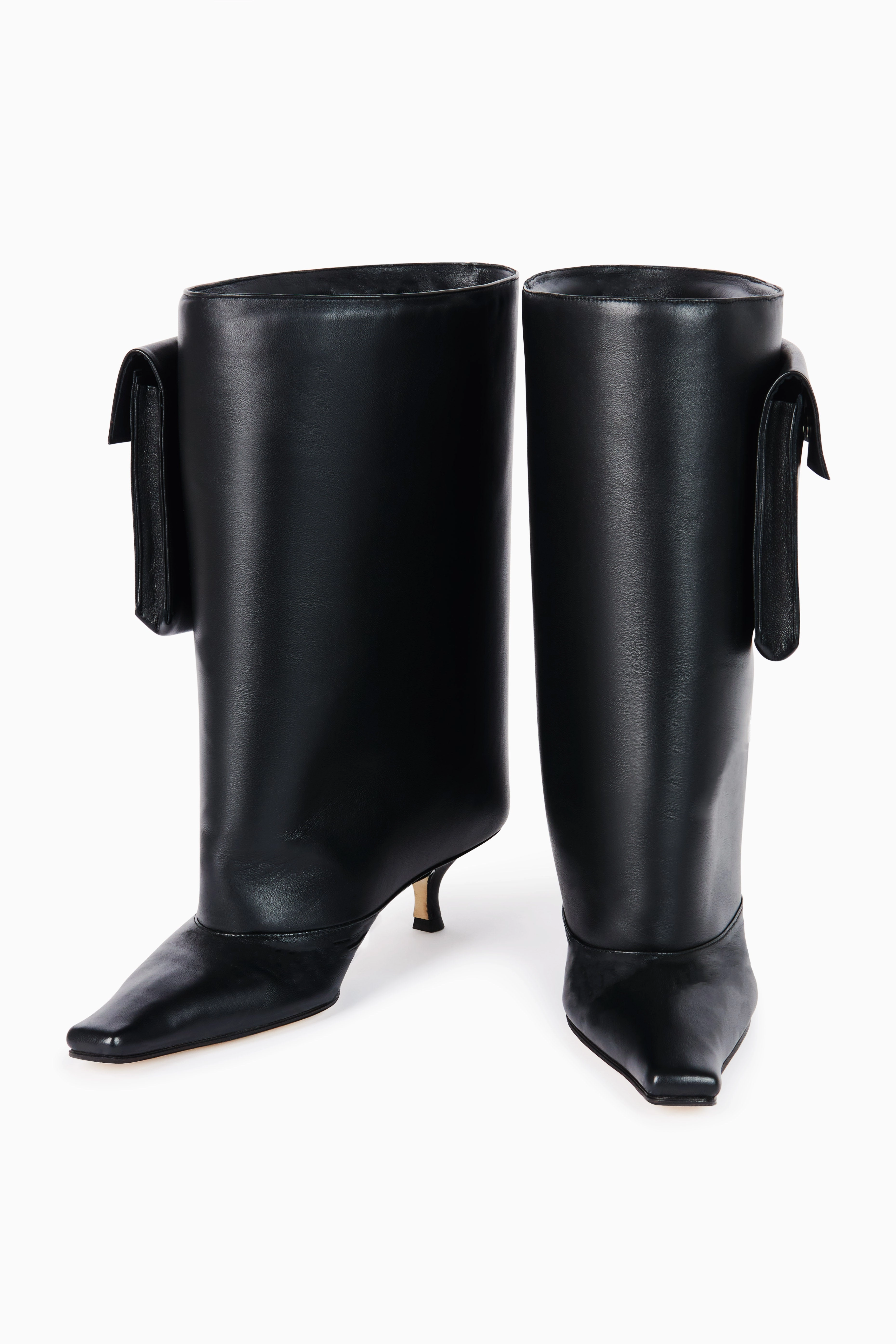 Dana Tasca Kitten Heel Cylinder Boots Pocket Black