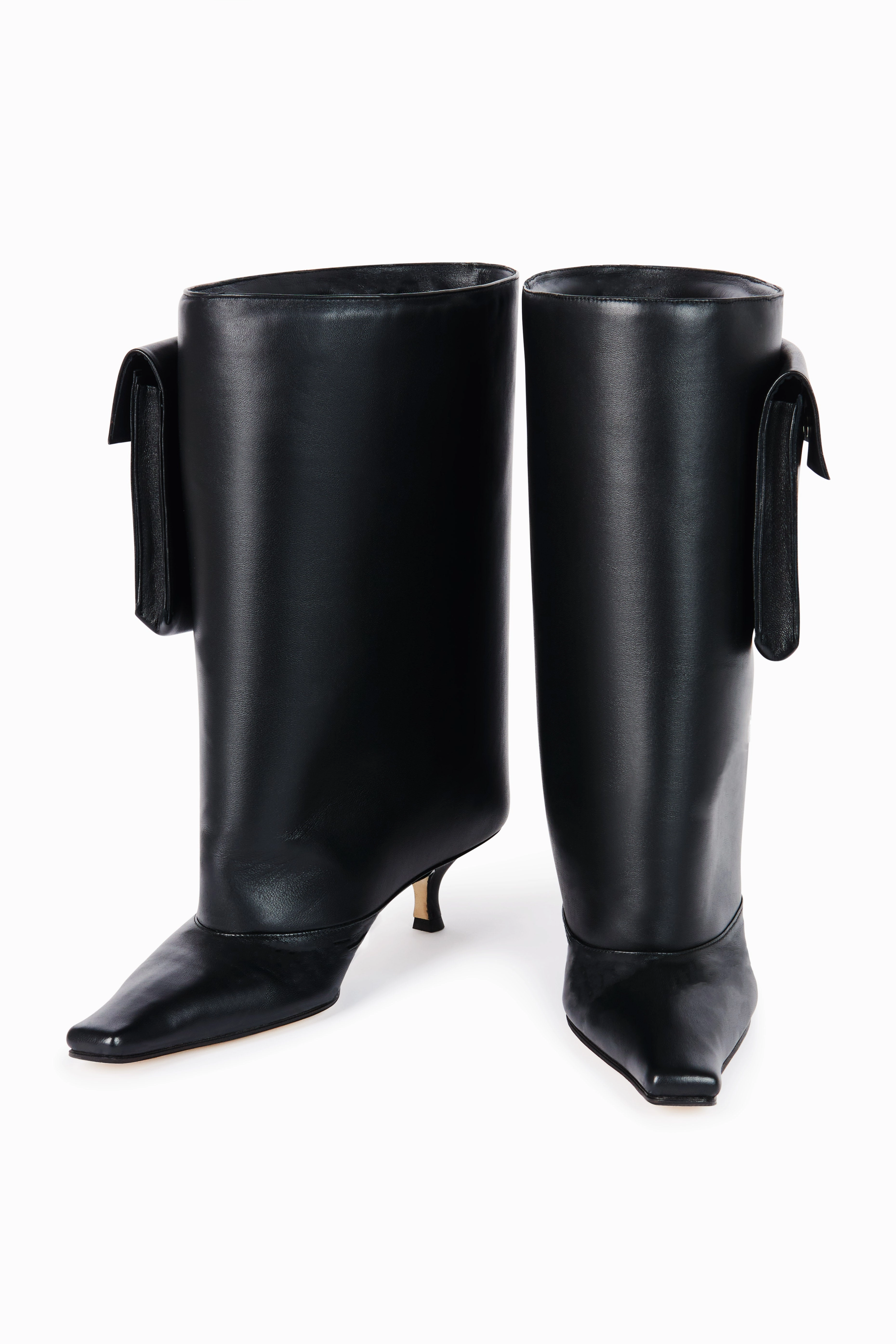 Dana Tasca Kitten Heel Cylinder Boots Pocket Black