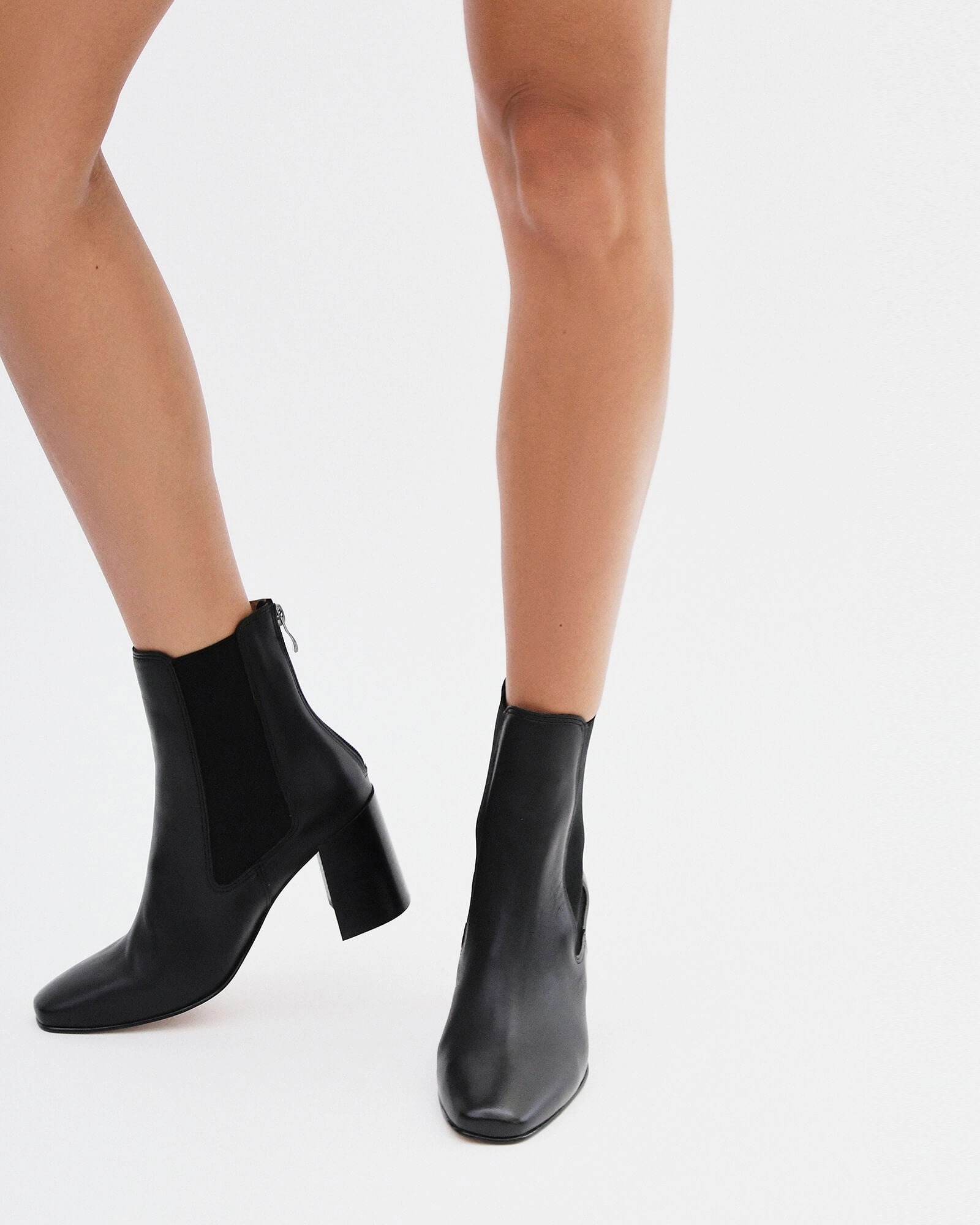 DIAMOND MID ANKLE BOOTS BLACK LEATHER