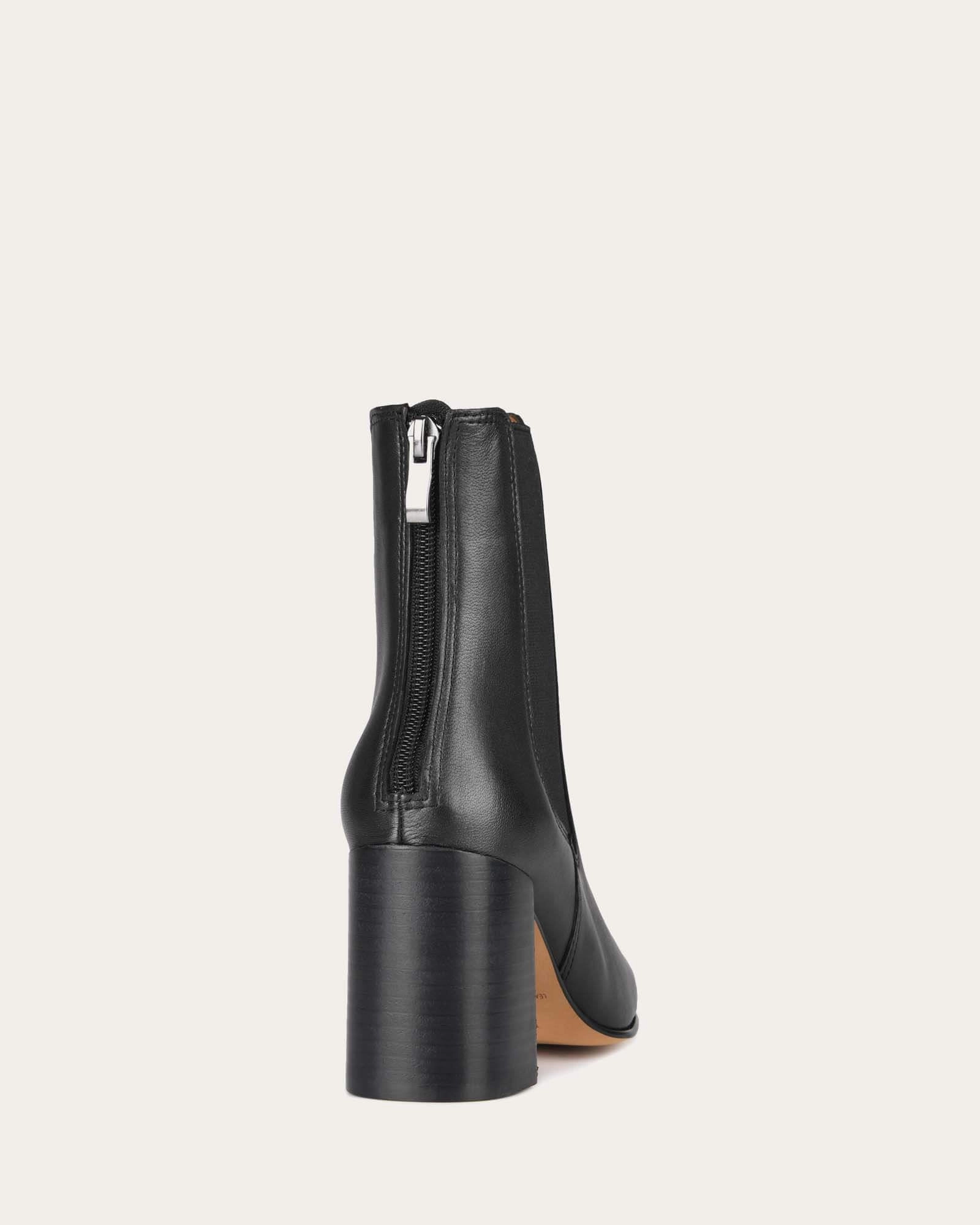 DIAMOND MID ANKLE BOOTS BLACK LEATHER