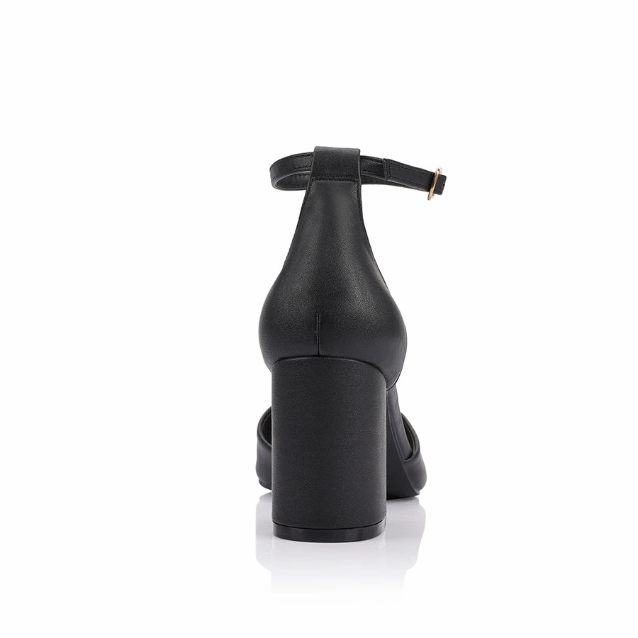 Eli Closed Toe Block Heels - Black