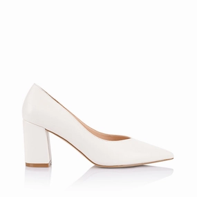 Elliot Block Heel Pumps - Chalk White