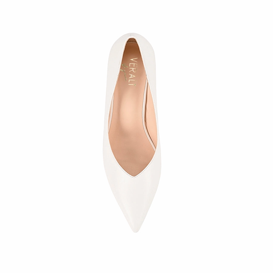 Elliot Block Heel Pumps - Chalk White