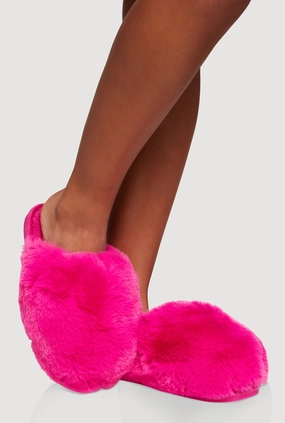 Faux Fur Round Toe Slippers
