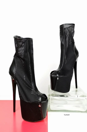 Fishnet Black Ankle Booties