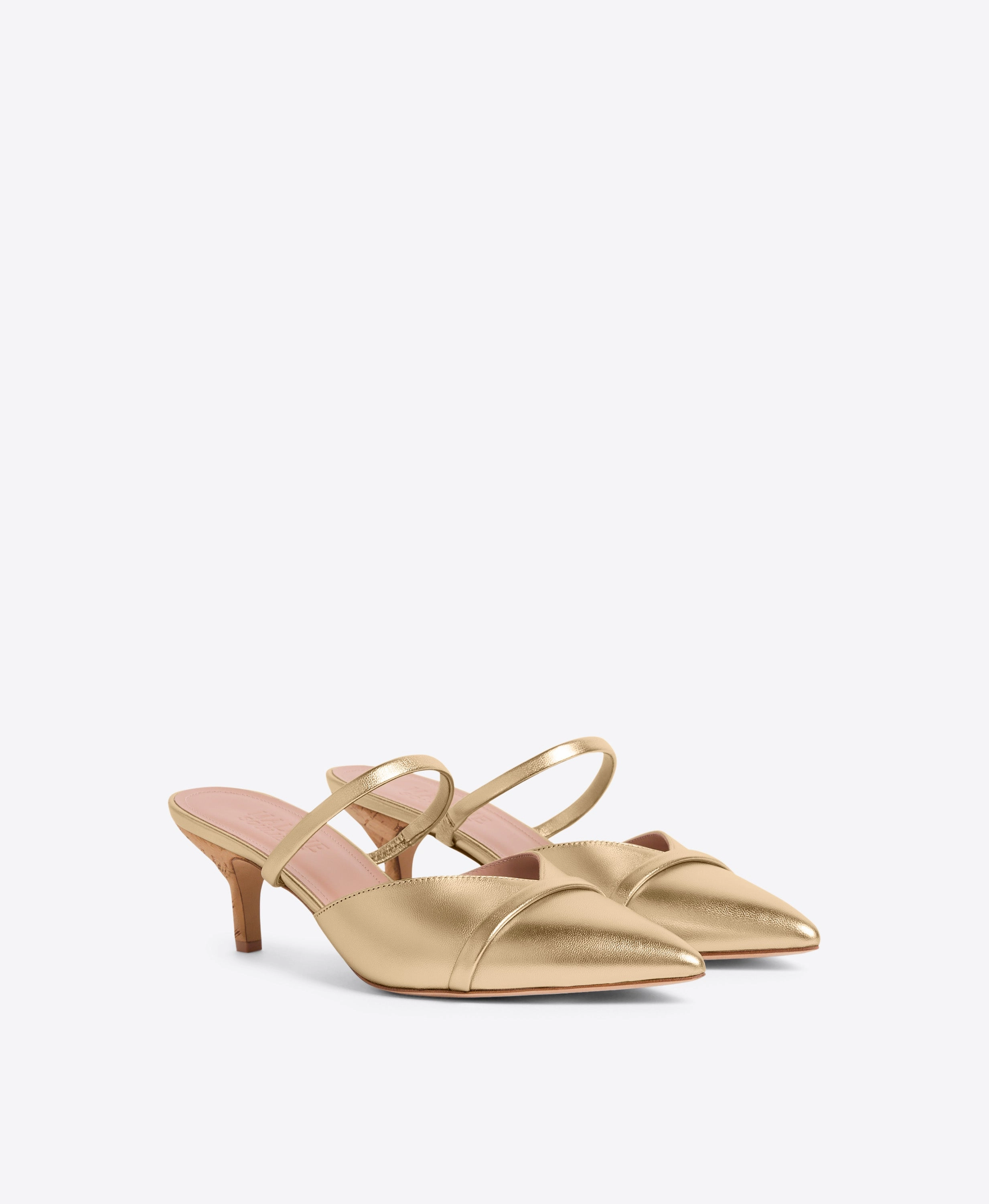 Frankie 45 Gold Leather Kitten Heels