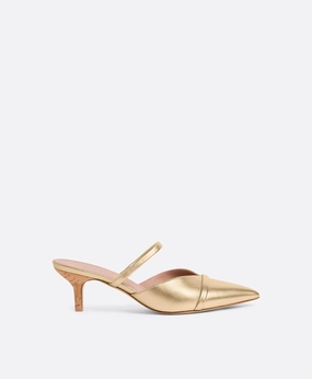 Frankie 45 Gold Leather Kitten Heels