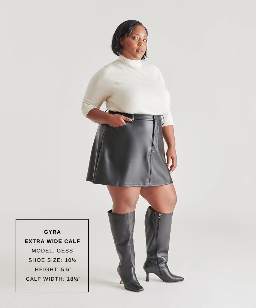 GYRA EXTRA WIDE CALF BOOTS BLACK LEATHER