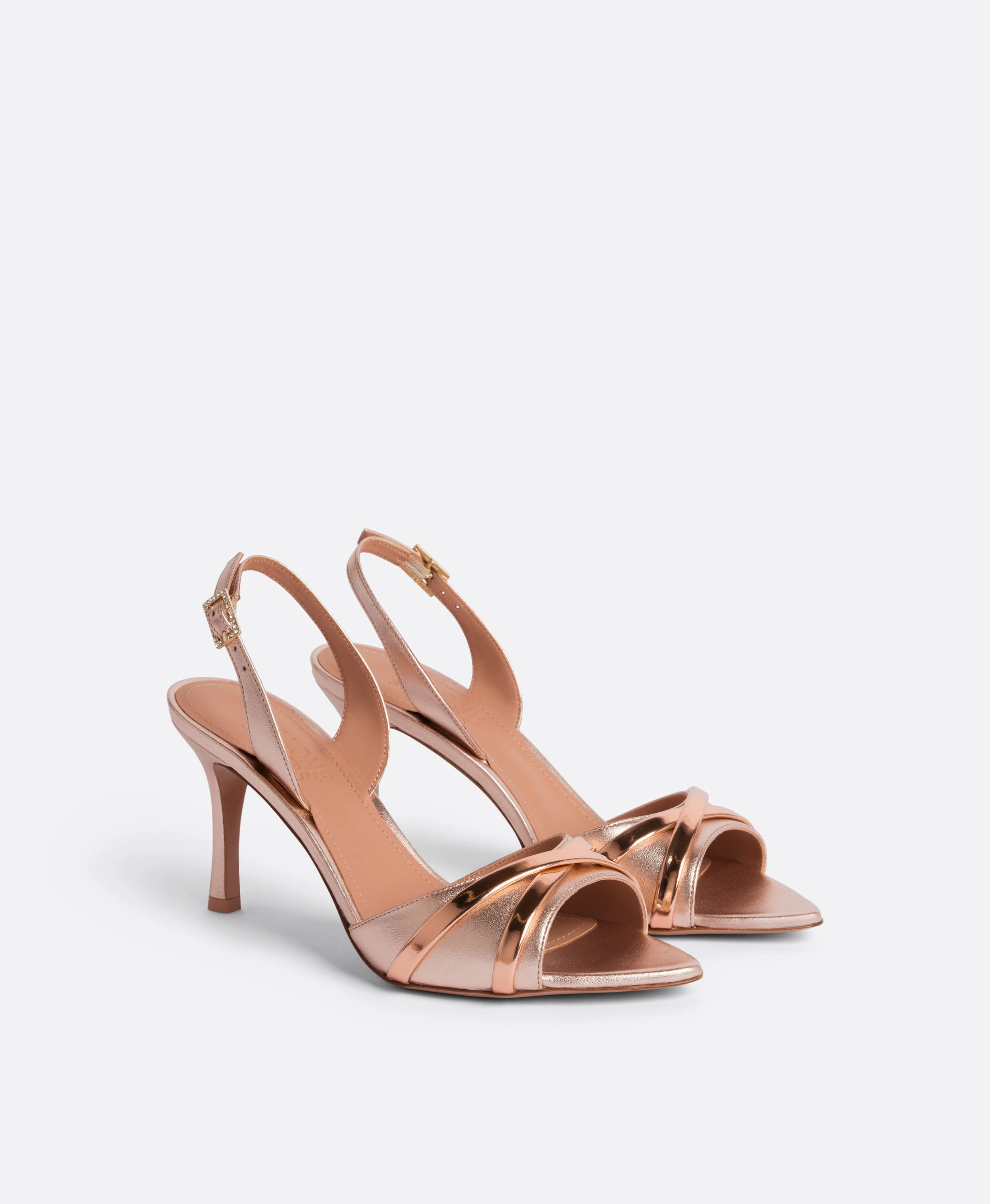 Jayce 80 Rose Gold Leather Sandals