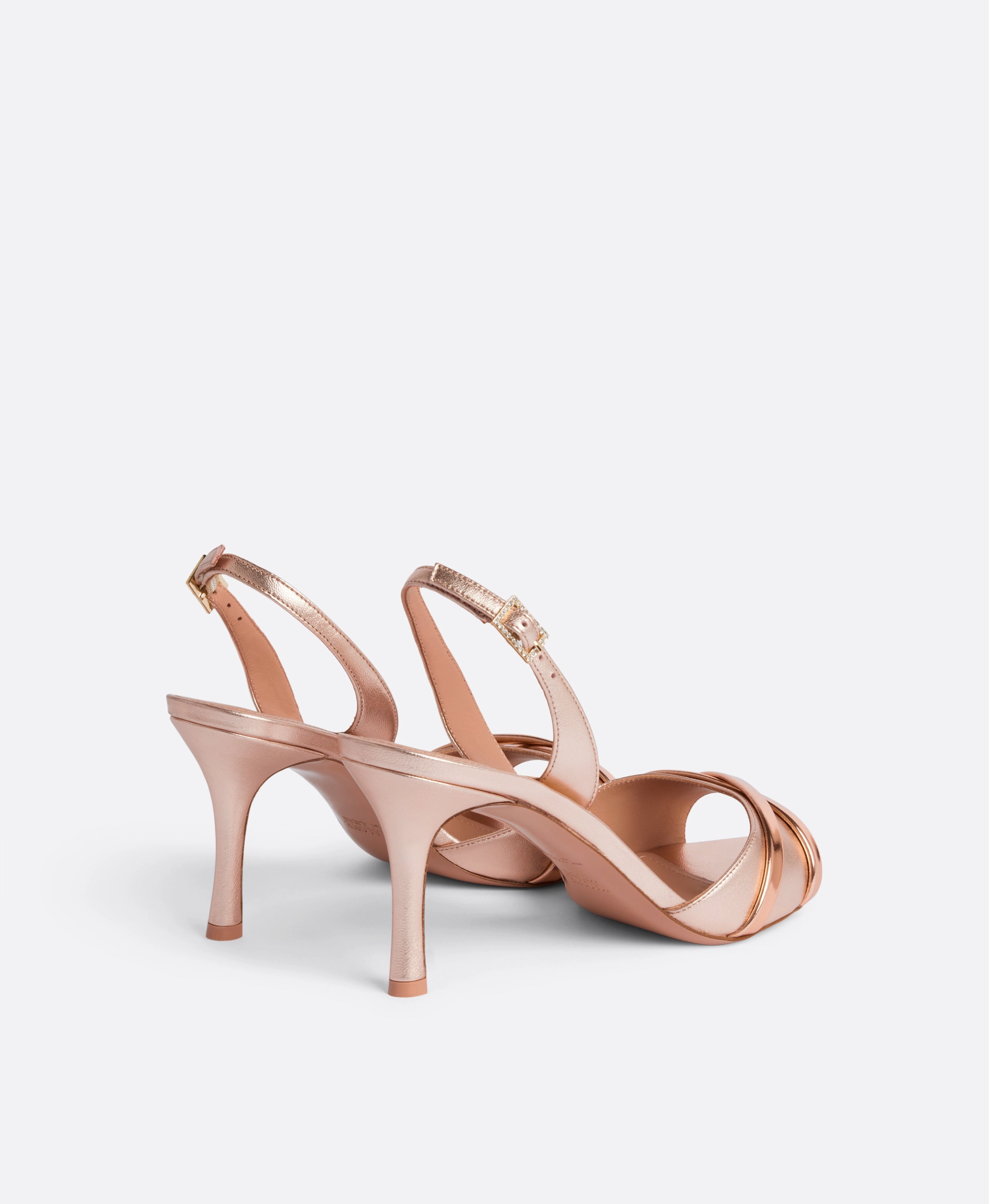 Jayce 80 Rose Gold Leather Sandals