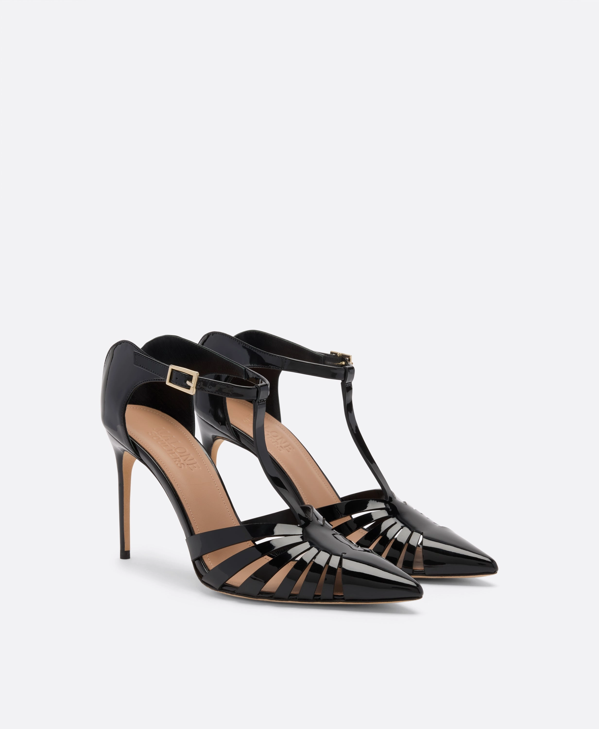 Jennifer 90 Black Patent Heeled Mules