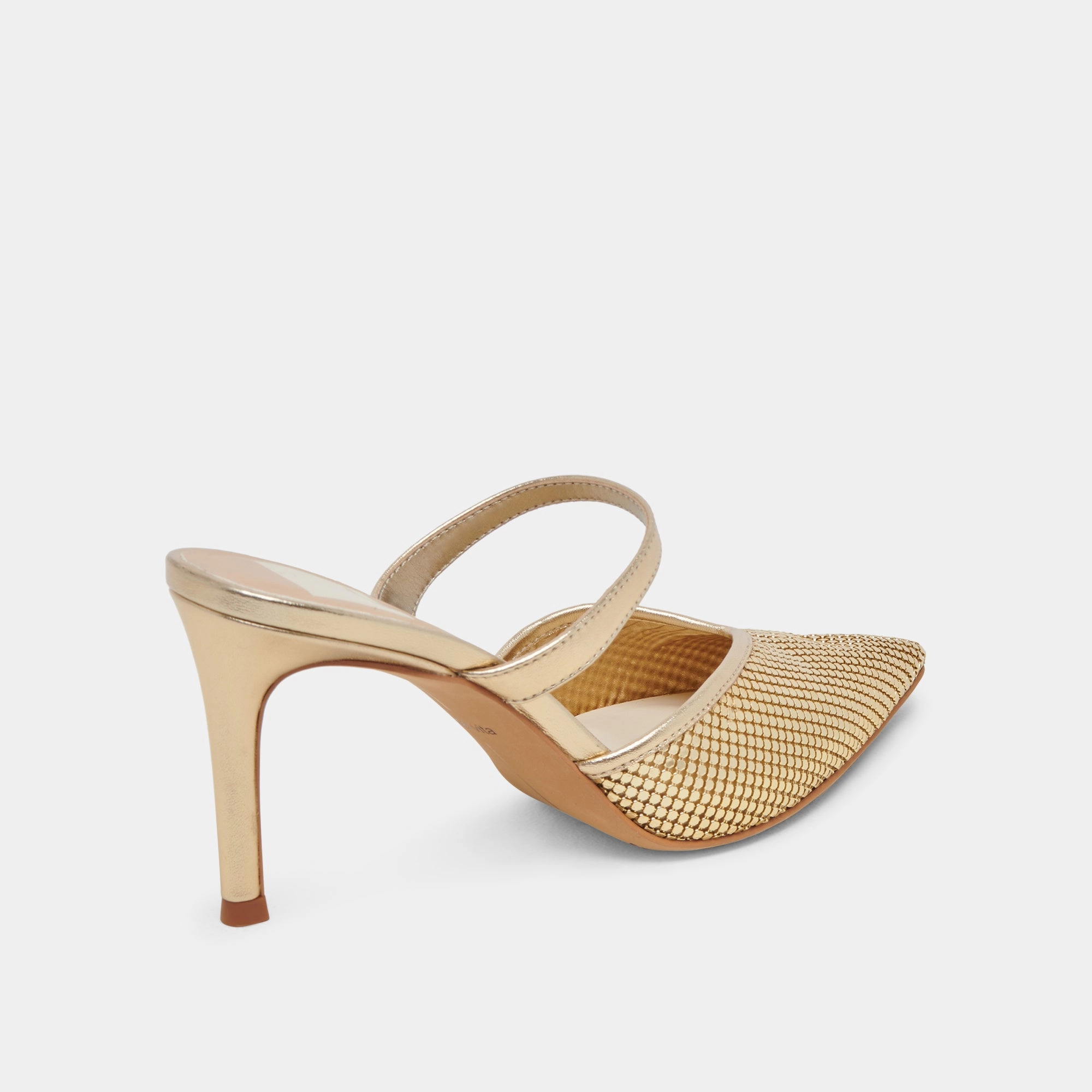 KANIKA MESH HEELS GOLD METALLIC MESH