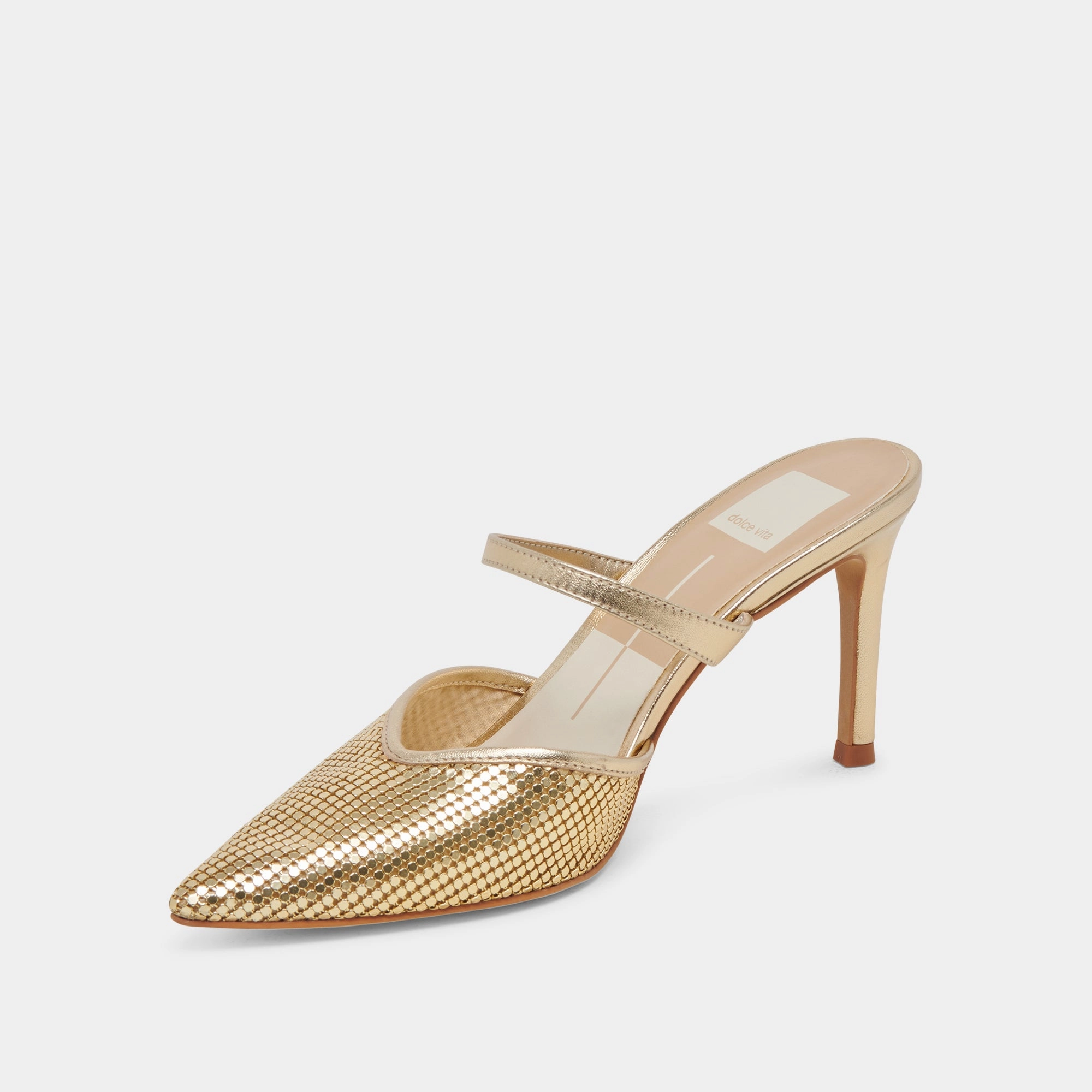 KANIKA MESH HEELS GOLD METALLIC MESH