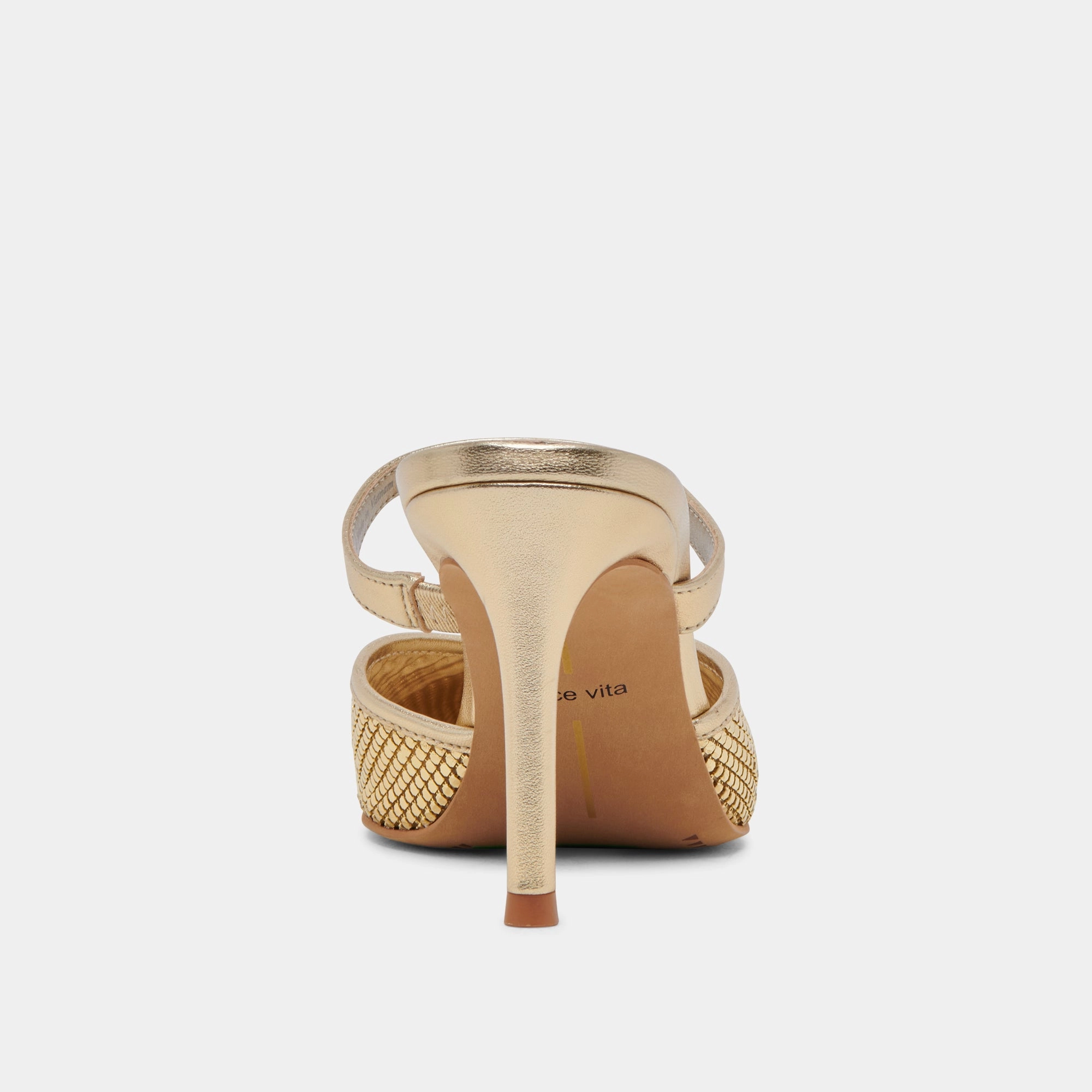 KANIKA MESH HEELS GOLD METALLIC MESH
