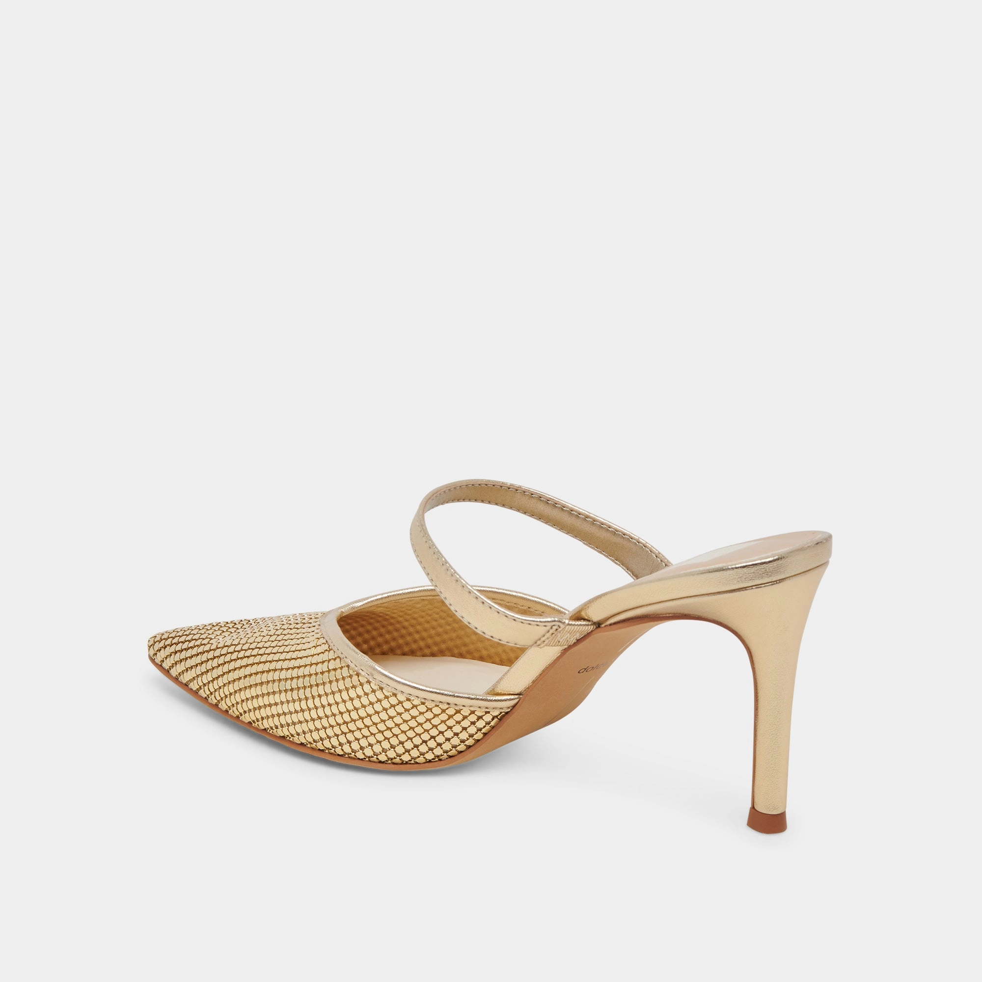 KANIKA MESH HEELS GOLD METALLIC MESH
